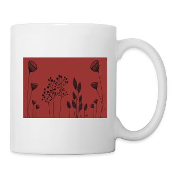 Fineline flowers drawing black red - Mug - white - Right
