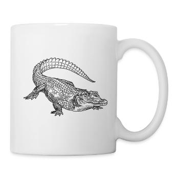 Krokodil Kunst Skizze Grafik Wildtierliebhaber - Tasse - Weiß - Rechts