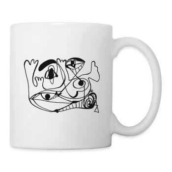 Zeichnung abstrakt Gesicht eine Linie Portrait - Tasse - Weiß - Rechts