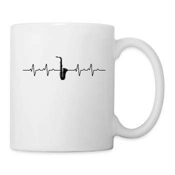 Saxophone Heartbeat T-Shirt, Saxophone Player Gift - Mug - white - Right