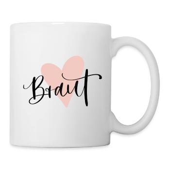 Braut T-Shirt JGA Herz, Junggesellenabschied - Tasse - Weiß - Rechts