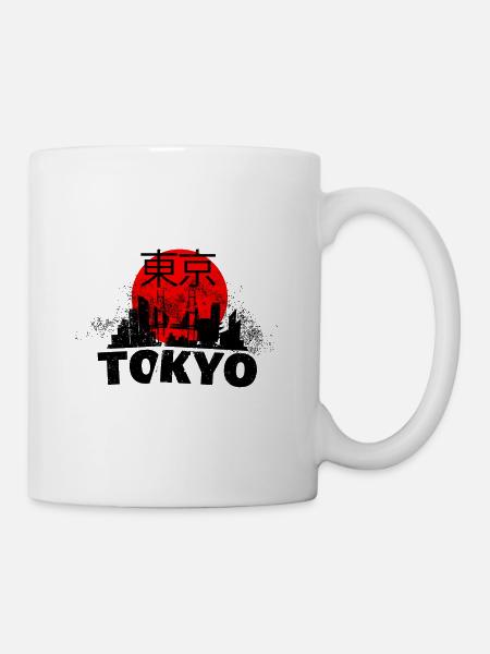Tokyo Japon Asie Ville Skyline Police Grunge - Mug blanc - blanc