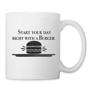Start with a Burger - Tasse - Weiß - Rechts