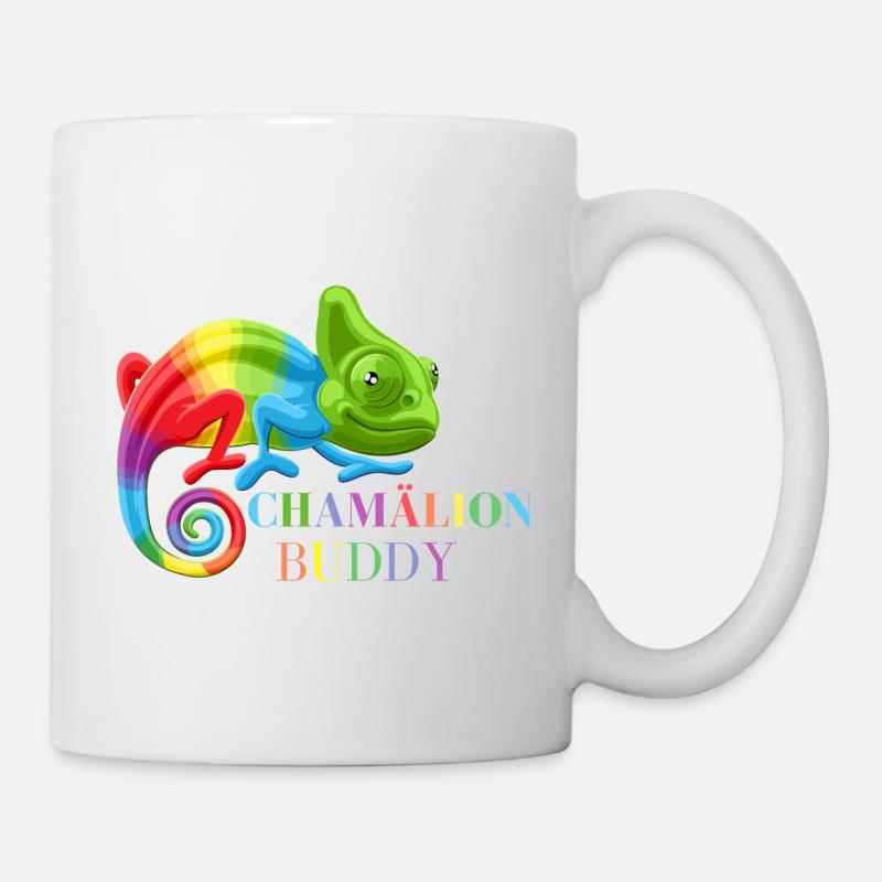 Chamäleon, bunte Chamäleon-Eidechsen - Tasse - Weiß
