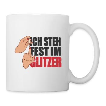 Fest im Glitzer Mittelfinger Nagellack Finger Frau - Tasse - Weiß - Rechts