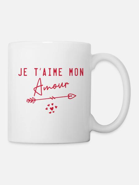 je t'aime mon amour avec un coeur - Mug blanc - blanc