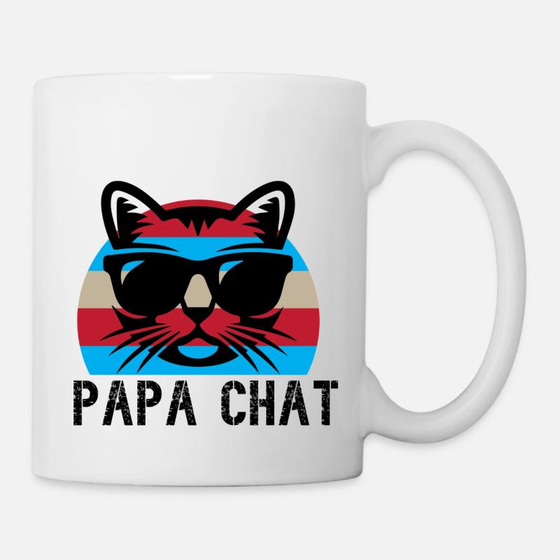 papa chat - Mug blanc - blanc