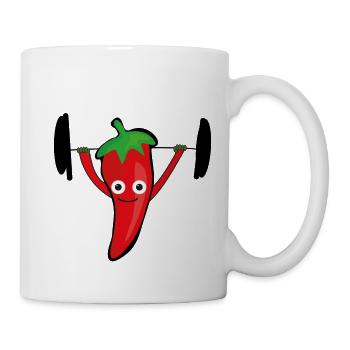 paprika,chilli,fitness,gewichte heben - Tasse - Weiß - Rechts