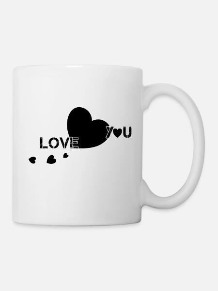 love you valentine couple hearts - Tasse - Weiß