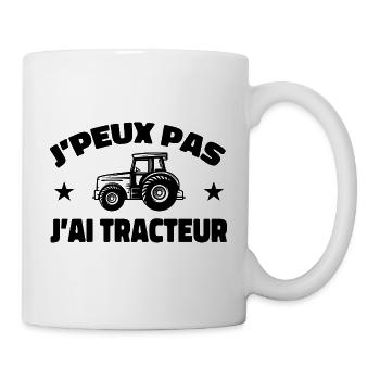 j'peux pas j'ai tracteur - Mug blanc - blanc - Droite