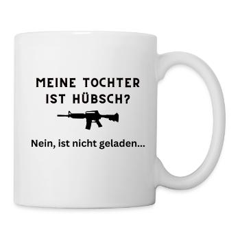 Hübsche Tochter Vater Dad Beschützen Waffe Sprüche - Tasse - Weiß - Rechts