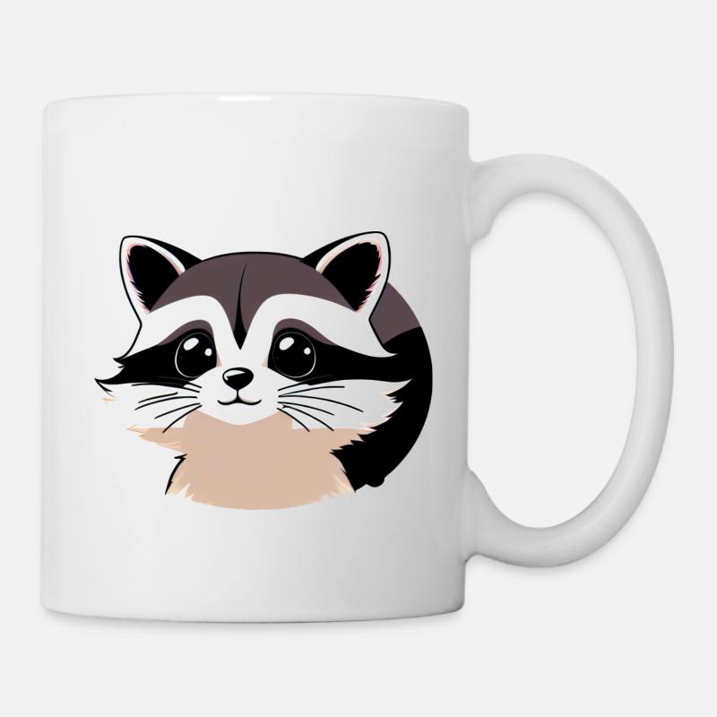 Ratons laveurs Mignon Dessin Animé Raton laveur 20 - Mug blanc - blanc
