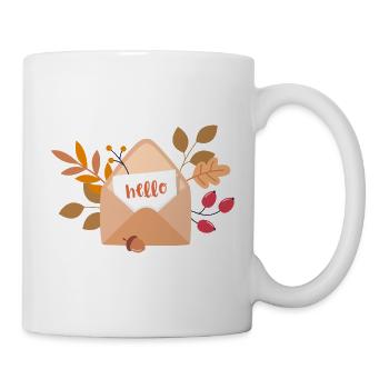 Brief mit herbstlichen Grüßen - Tasse - Weiß - Rechts