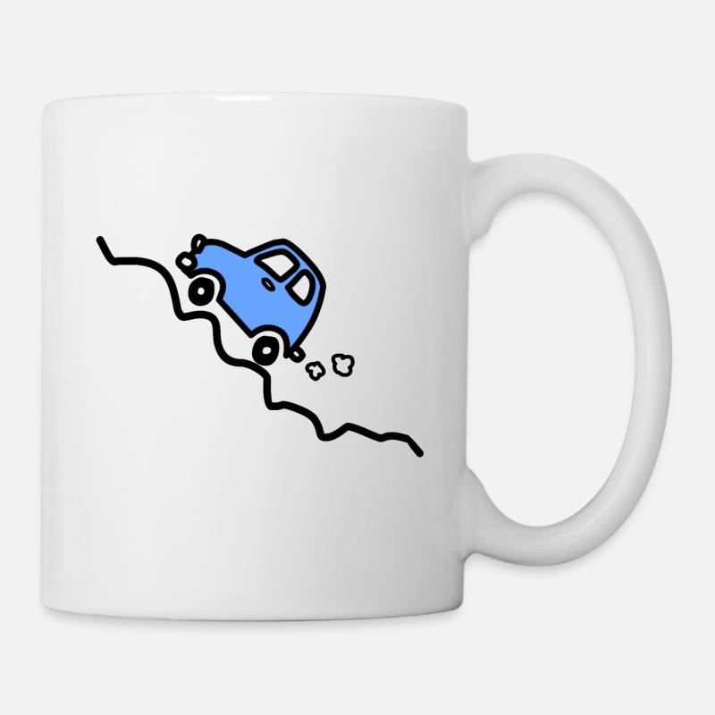 Voiture bleue qui monte une colline - Mug blanc - blanc