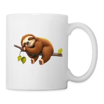 Sleeping sloth lies on a branch - Mug - white - Right