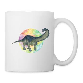Farbige Dinosaurier - Tasse - Weiß - Rechts