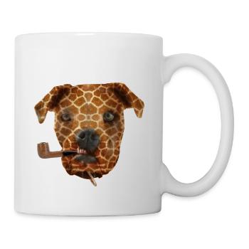 Chien peau girafe fumant la pipe - Mug blanc - blanc - Droite