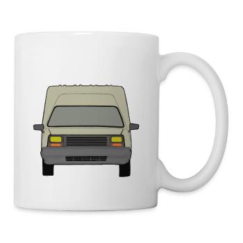 Beiger Französischer Kastenwagen Auto Oldtimer - Tasse - Weiß - Rechts