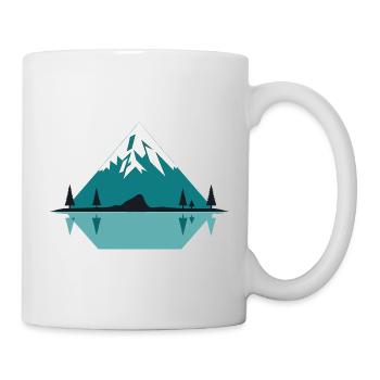 Bergfrieden: Minimalistisches Design Naturfreunde - Tasse - Weiß - Rechts