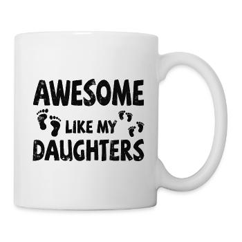 Awesome like my 2 daughters mit Fußabdrücken - Tasse - Weiß - Rechts