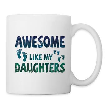 Génial comme mes 2 filles avec des empreintes de pas - Mug blanc - blanc - Droite