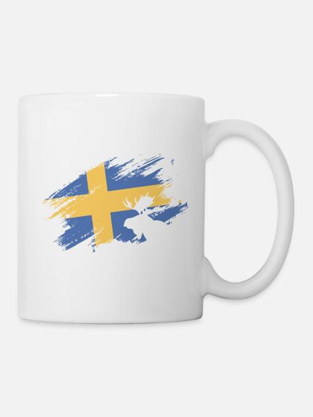 Schweden Flagge - Elch - Tasse - Weiß