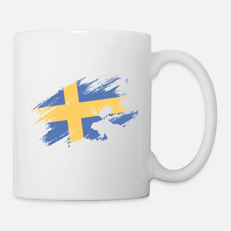 Schweden Flagge - Elch - Tasse - Weiß