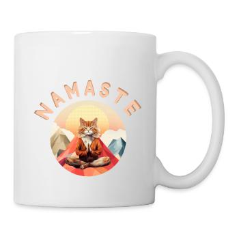 Namaste! Yoga-Katze, chill, personalisierbar - Tasse - Weiß - Rechts