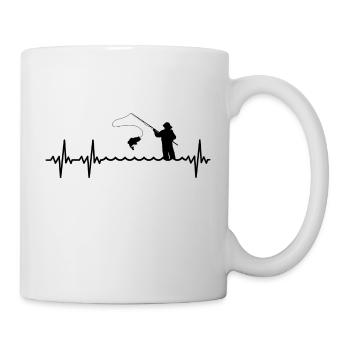 Pêcheur Pêcheur Pêche Heartbeat Pulse Noir - Mug blanc - blanc - Droite