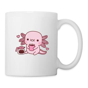 Niedlicher Axolotl liebt heißen Kaffee - Tasse - Weiß - Rechts