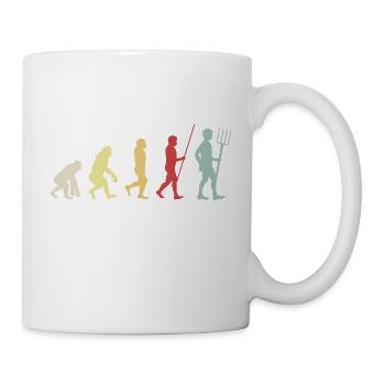 Landwirt Evolution lustiges Geschenk Retro - Tasse - Weiß - Rechts