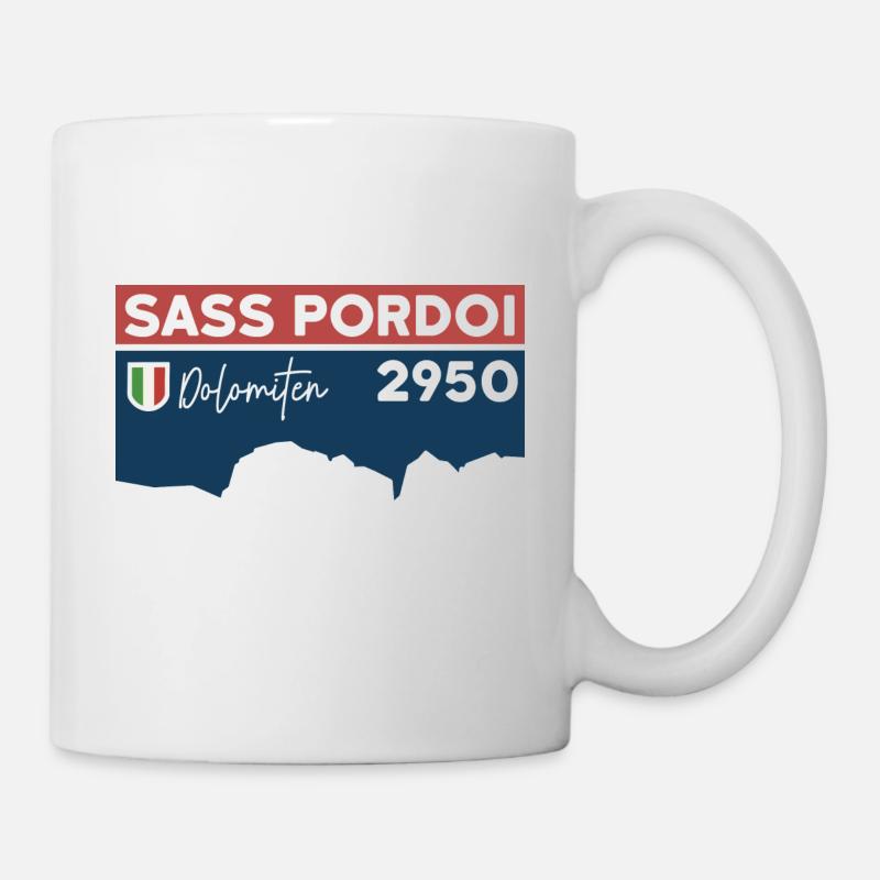 Sass Pordoi Pordoispitze Wandern Sella Dolomiten - Tasse - Weiß
