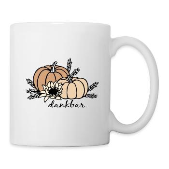 Erntedank Kürbisse Sonnenblume und Getreide - Tasse - Weiß - Rechts