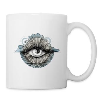 Allsehendes 70er Jahre Auge Wolke Retro Vintage - Tasse - Weiß - Rechts
