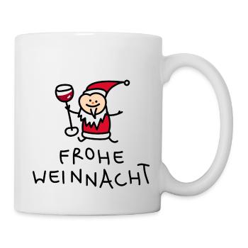 Weihnachtsmann mit Wein - Tasse - Weiß - Rechts