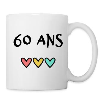 60. 60 ANS. 60e ANNIVERSAIRE. ANNIVERSAIRE 60 ANS. - Mug blanc - blanc - Droite