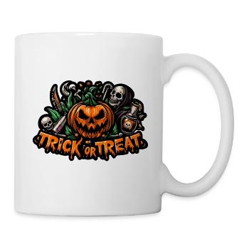 Süßes oder Saures Halloween Kürbis Horror Gesicht - Tasse - Weiß - Rechts