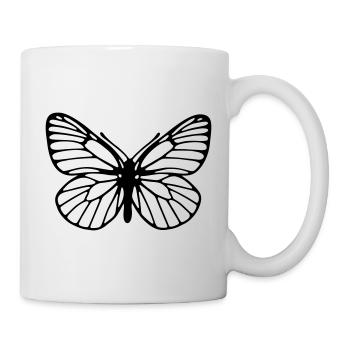 Papillon blanc veiné de noir - Mug blanc - blanc - Droite