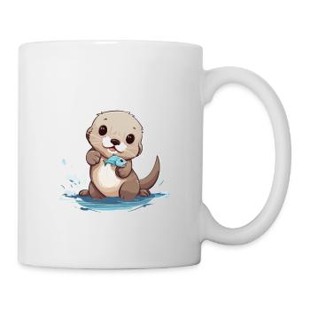 Mignon bébé loutre - Mug blanc - blanc - Droite
