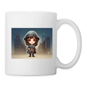 Mädchen mit Hut - Tasse - Weiß - Rechts