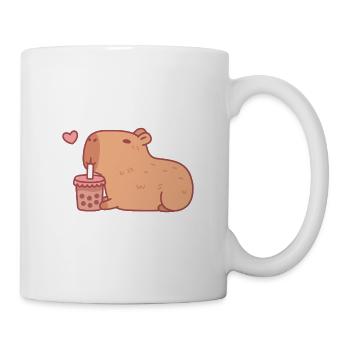 Cute Capybara Chilling With Bubble Tea - Mug - white - Right