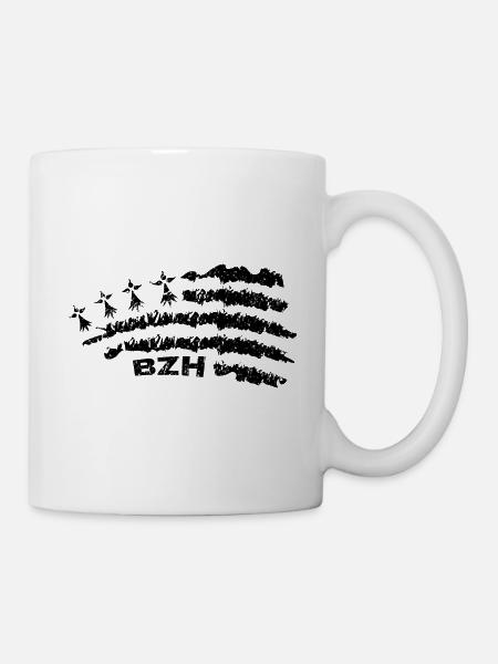 drapeau breton,carte breton,bzh vintage - Mug blanc - blanc