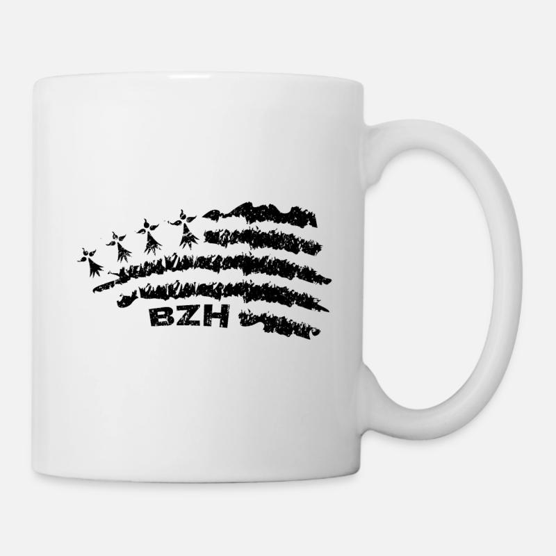 drapeau breton,carte breton,bzh vintage - Mug blanc - blanc