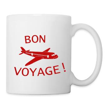 Red Airplane Bon Voyage Illustration - Mug - white - Right