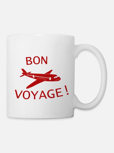 Rotes Flugzeug Bon Voyage Illustration - Tasse - Weiß