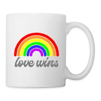 Liebe gewinnt Regenbogen Liebesgrafik - Tasse - Weiß - Rechts
