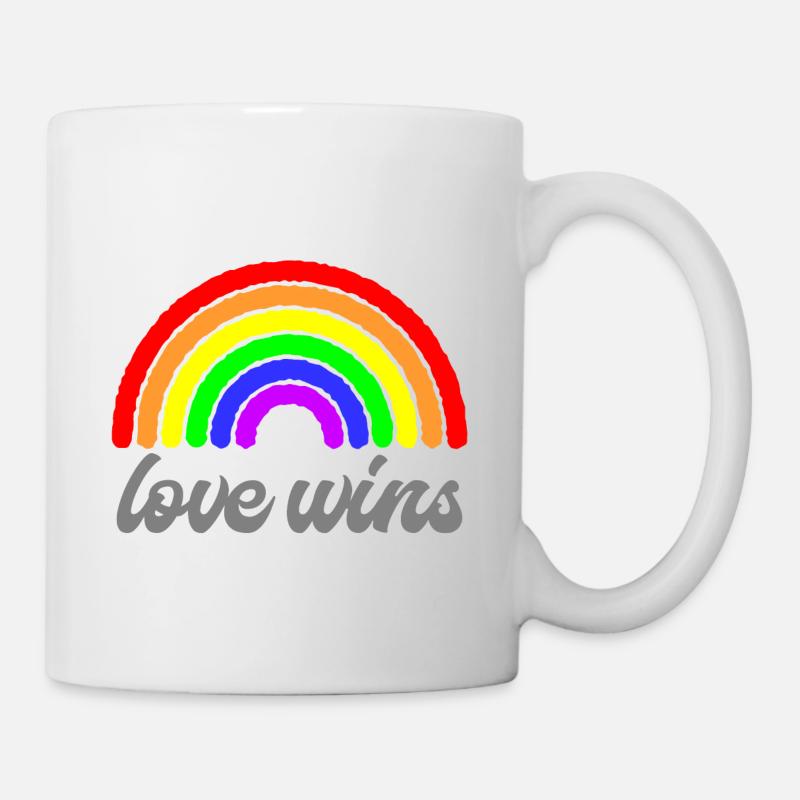 Liebe gewinnt Regenbogen Liebesgrafik - Tasse - Weiß