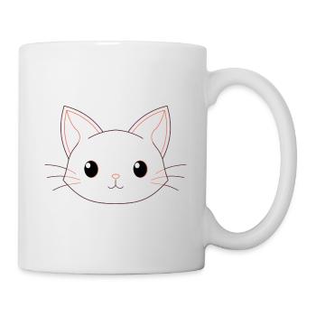 Cat Head Silhouette Outline Drawing Lineart - Mug - white - Right