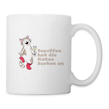 Betrunken hat die Katze Socken an - Tasse - Weiß - Rechts