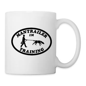 Mantrailer im Training | Mann (m. MT-Geschirr) - Tasse - Weiß - Rechts